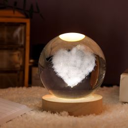 1pc Creative Crystal Ball Decoration; Desktop Night Light; Bedroom Night Light Valentine's Day Gifts Birthday Gifts (Type: Love Cloud)