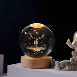 1pc Creative Crystal Ball Decoration; Desktop Night Light; Bedroom Night Light Valentine's Day Gifts Birthday Gifts (Type: Reindeer)