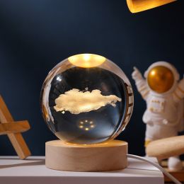 1pc Creative Crystal Ball Decoration; Desktop Night Light; Bedroom Night Light Valentine's Day Gifts Birthday Gifts (Type: Clouds)