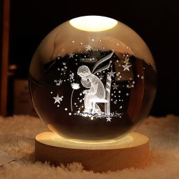 1pc Creative Crystal Ball Decoration; Desktop Night Light; Bedroom Night Light Valentine's Day Gifts Birthday Gifts (Type: Prince Rose)
