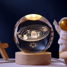 1pc Creative Crystal Ball Decoration; Desktop Night Light; Bedroom Night Light Valentine's Day Gifts Birthday Gifts (Type: Solar System)