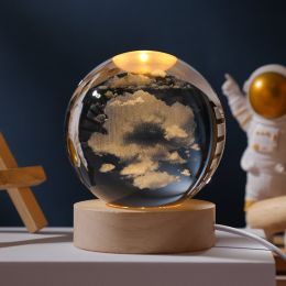 1pc Creative Crystal Ball Decoration; Desktop Night Light; Bedroom Night Light Valentine's Day Gifts Birthday Gifts (Type: Cloud Cover)