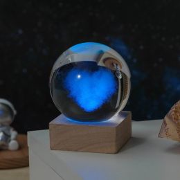 Cosmos Series Crystal Ball Night Lights; Milky Way; Moon; Desktop Bedroom Small Ornaments; Creative Valentine's Day Gifts Birthday Gifts (Type: 8cm Love Cloud)