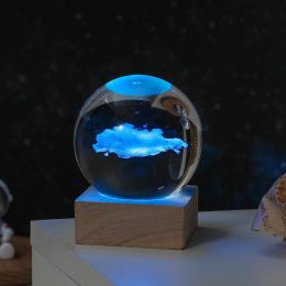 Cosmos Series Crystal Ball Night Lights; Milky Way; Moon; Desktop Bedroom Small Ornaments; Creative Valentine's Day Gifts Birthday Gifts (Type: Clouds)
