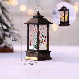 1pc Christmas Lantern Decoration; Vintage Style Hanging Electric Candle Oil Lamp; Christmas Ornaments For Tables & Desks; Holiday Home Decor (Style: Golden Snowman)