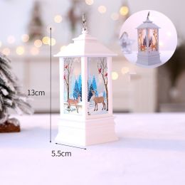 1pc Christmas Lantern Decoration; Vintage Style Hanging Electric Candle Oil Lamp; Christmas Ornaments For Tables & Desks; Holiday Home Decor (Style: White Elk)
