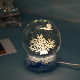 Stars And Seas; Ocean Series Crystal Ball Ornaments; Night Lights; Bedroom Desktop Decorations; Creative Birthday Gifts (Type: Gorgeous Coral)