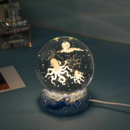 Stars And Seas; Ocean Series Crystal Ball Ornaments; Night Lights; Bedroom Desktop Decorations; Creative Birthday Gifts (Type: Naughty Octopus)