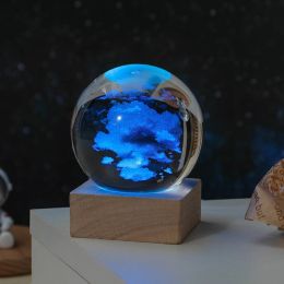 Cosmos Series Crystal Ball Night Lights; Milky Way; Moon; Desktop Bedroom Small Ornaments; Creative Valentine's Day Gifts Birthday Gifts (Type: Cloud Cover)