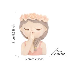 1pc Girls Plant Pots; Desktop Creative Cute Plant; Desktop Art Craft Decor (Type: Quiet)