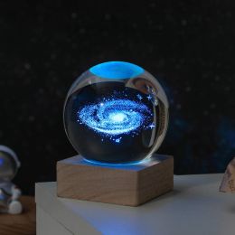 Cosmos Series Crystal Ball Night Lights; Milky Way; Moon; Desktop Bedroom Small Ornaments; Creative Valentine's Day Gifts Birthday Gifts (Type: 8cm Milky Way)