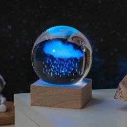 Cosmos Series Crystal Ball Night Lights; Milky Way; Moon; Desktop Bedroom Small Ornaments; Creative Valentine's Day Gifts Birthday Gifts (Type: Nimbus)