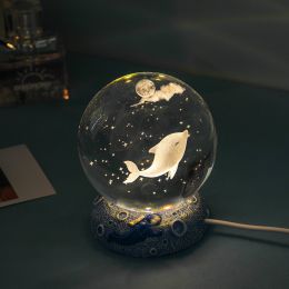 Stars And Seas; Ocean Series Crystal Ball Ornaments; Night Lights; Bedroom Desktop Decorations; Creative Birthday Gifts (Type: Smart Dolphin)
