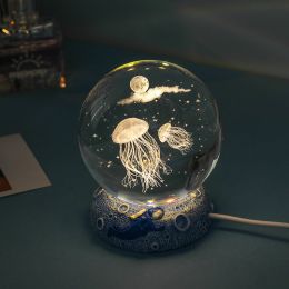 Stars And Seas; Ocean Series Crystal Ball Ornaments; Night Lights; Bedroom Desktop Decorations; Creative Birthday Gifts (Type: Dream Jellyfish)