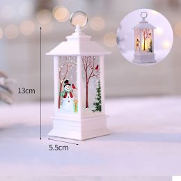 1pc Christmas Lantern Decoration; Vintage Style Hanging Electric Candle Oil Lamp; Christmas Ornaments For Tables & Desks; Holiday Home Decor (Style: White Snowman)