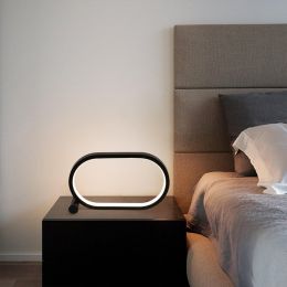 Simple Decoration Bedroom Bedside Table Lamp Creative Personality USB Interface Small Night Light Room Dimming Toning Atmosphere Colorful Lights (Color: Black)