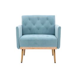 Chair ; leisure single sofa with Rose Golden feet (Color: Blue)