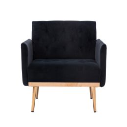 Chair ; leisure single sofa with Rose Golden feet (Color: Black)