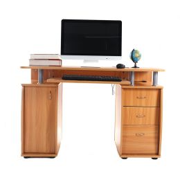 15mm MDF Portable 1pc Door Computer Desk with 3pcs Drawers  XH (Color: Wood)